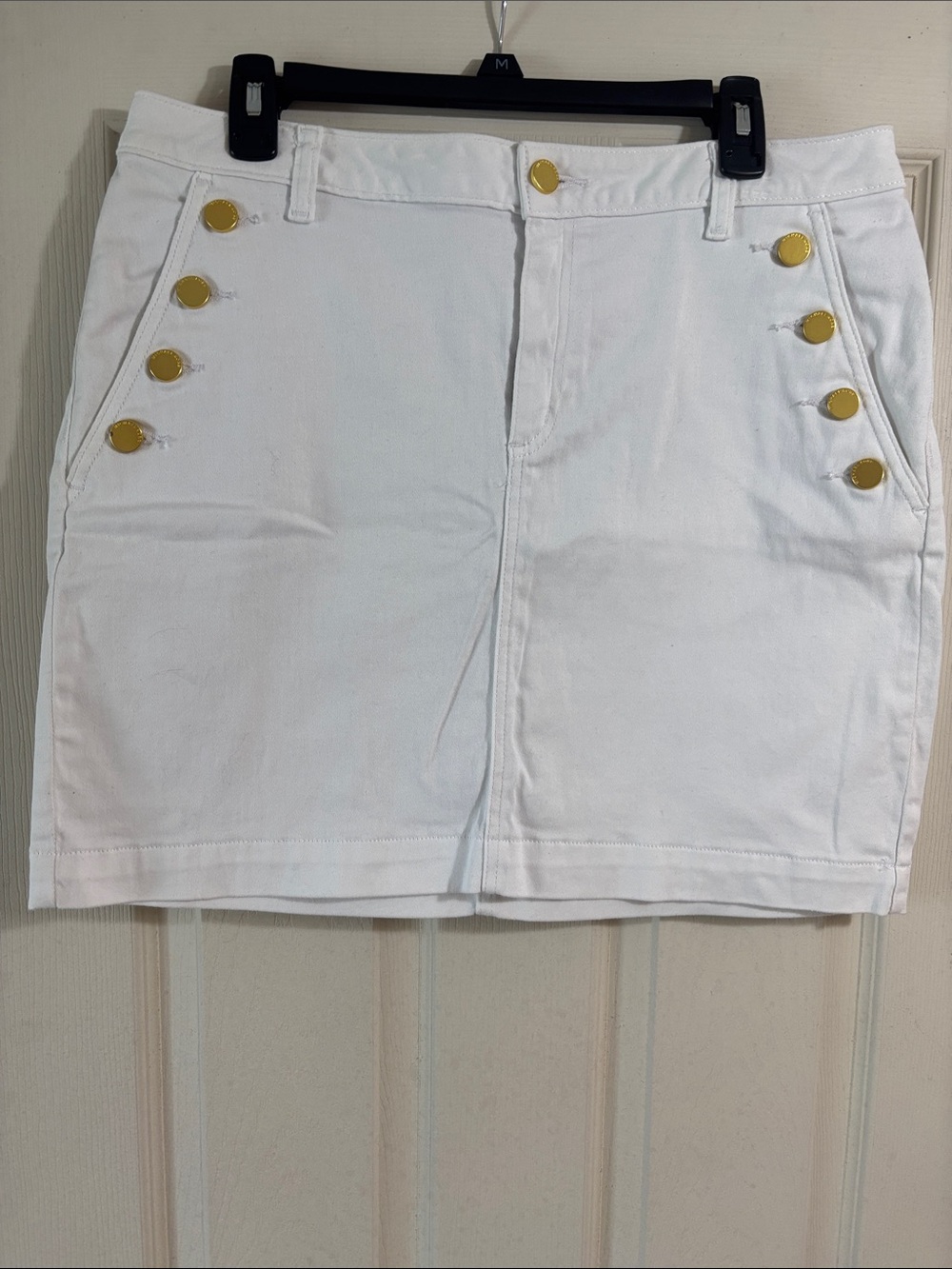 Michael Kors White Mini Skirt with Gold Buttons